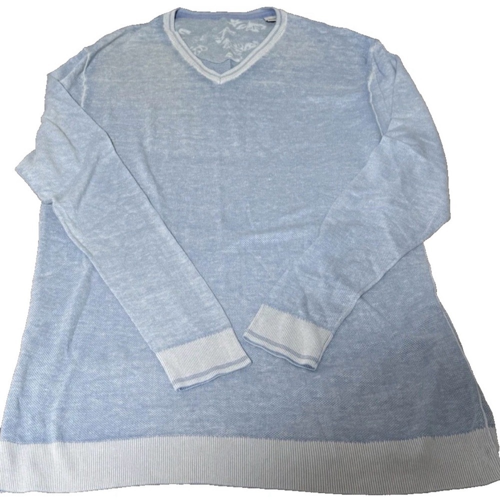 Tommy Bahama Sweater Mens Size XL Seaglass V Neck Silk Cashmere Cotton Pullover
